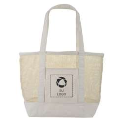 Bolso tipo tote de lona y malla – 14,6" alto x 19,7" ancho