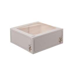 Cajas para tartas con ventana - 190 x 190 x 80 mm - Blancas - 275 pzas.