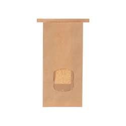 Blockbodenbeutel Braun mit Sichtfenster und Clip – 155 x 70 x 245 mm – 400 St.