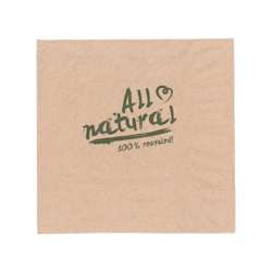 Recycled Paper Napkins 2-Ply – 33 x 33 cm – 1/4 Fold – Natural Brown – 2000 pcs.