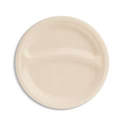Assiettes en fibre de bois 2 compartiments – Rondes 22 cm – Blanc – Lot de 500