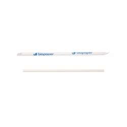 Pailles en carton FSC® avec emballage individuel – 200 x 6 mm – Blanc – Lot de 4500