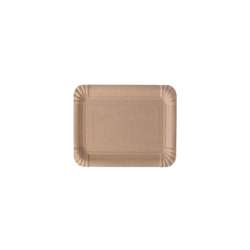 Platos de papel FSC® con revestimiento – Rectangulares 16,5 x 19,5 cm – Marrones – 1000 pzas.