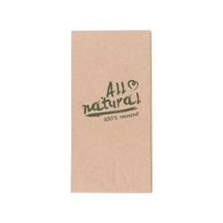 Serviettes en papier recyclé double épaisseur - 33 x 33 cm - Pliage 1/8 - Brun naturel - Lot de 2000
