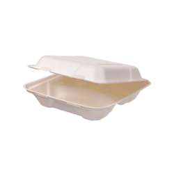 Boîtes repas 3 compartiments en bagasse – 205 x 205 x 65 mm – Lot de 200