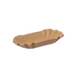 Barquettes alimentaires FSC® en carton avec revêtement – 17 x 10,5 x 3 cm – Marron – Lot de 2000