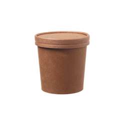 Cuencos para sopa FSC® con tapa 230/360 ml - Marrones - 500 pzas.