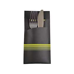 Étuis à couverts jetables avec serviette – Vert lime – Lot de 520
