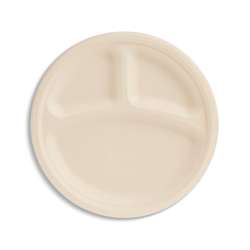 Houtvezel borden met 3 compartimenten – rond 26 cm – wit – 400 stuks