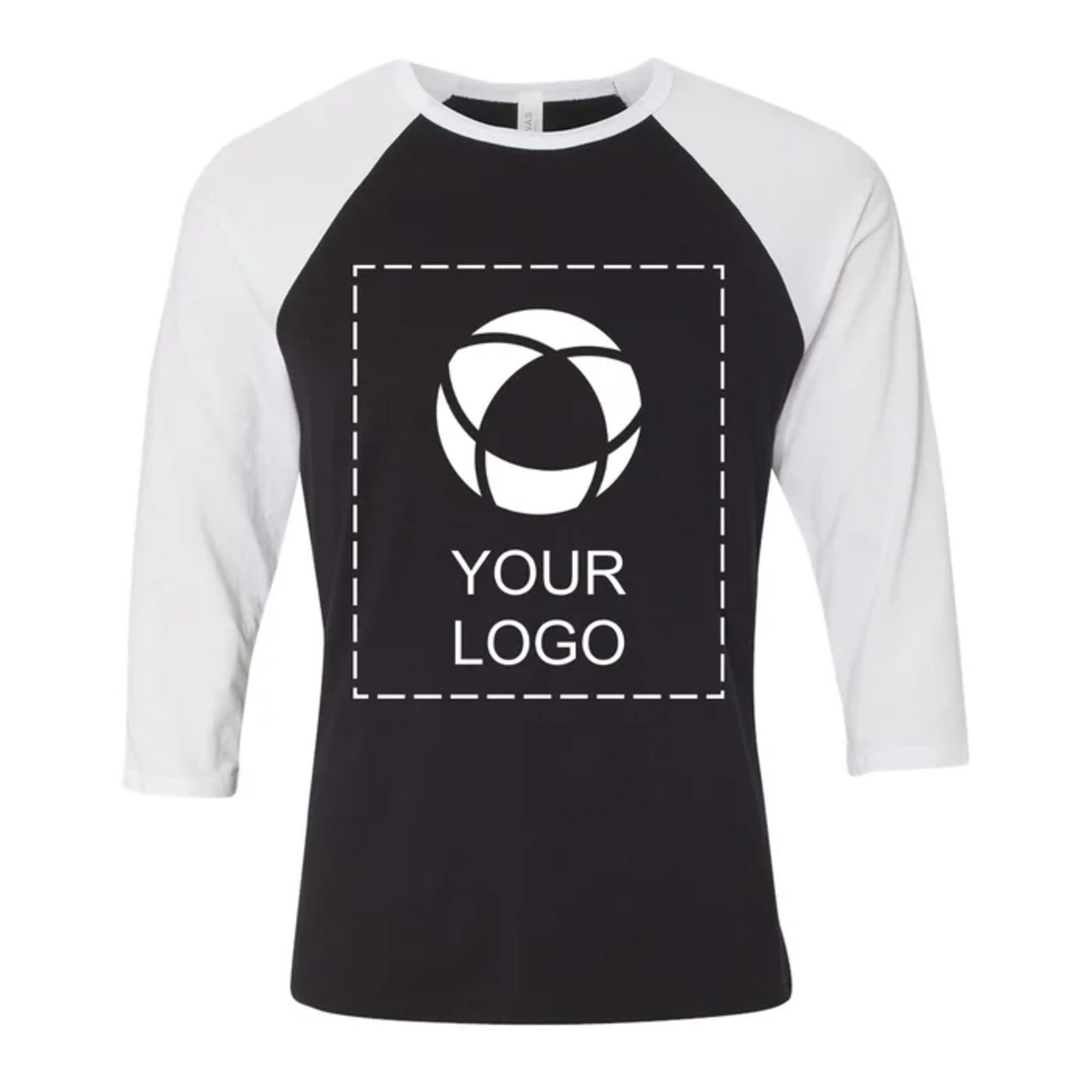 Bella + Canvas® Single Colour Print Unisex Three-Quarter Sleeve Baseball Raglan