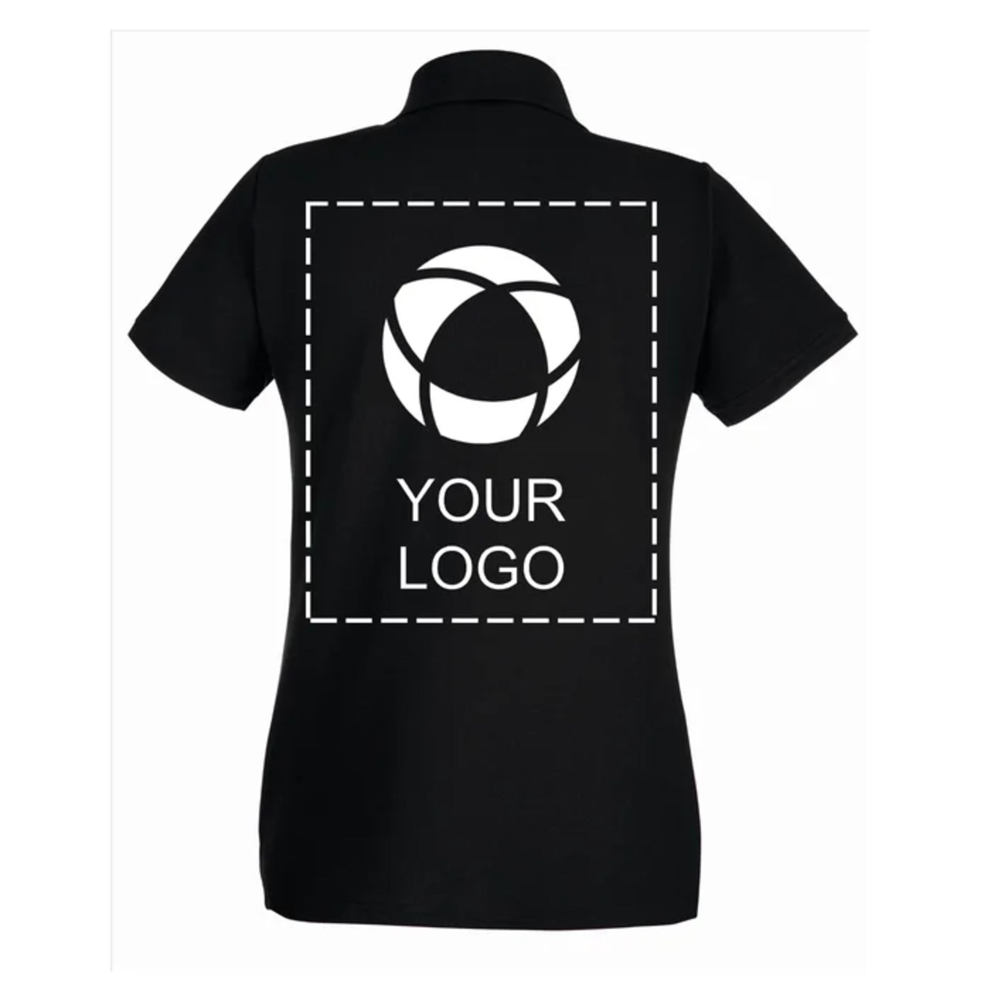 Fruit of the Loom® Women's Cotton Premium Polo Shirt with Single-Colour Print on Back