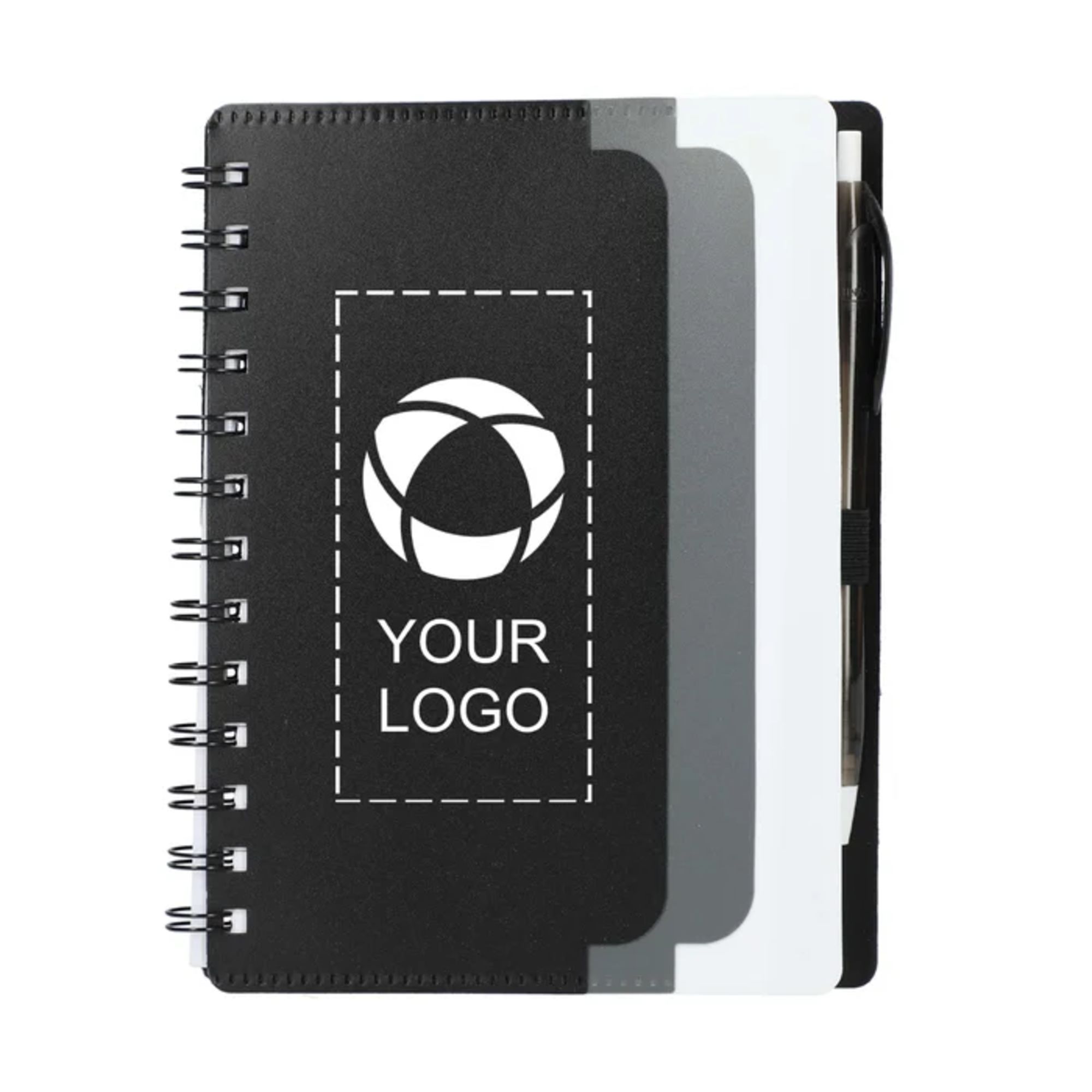 Dual-Pocket Spiral Notebook with Pen