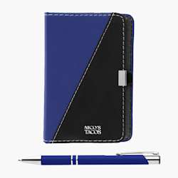 Conjunto de oferta com bloco de notas de duas cores e caneta – serigrafado
