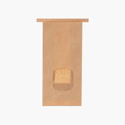 Embalagens de papel para pastelaria com fundo bloco e janela – 155 x 70 x 245 mm – Castanho – 400 uni.