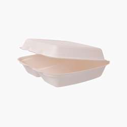 Caixas de refeições em bagaço de cana com 2 compartimentos – 244 x 208 x 70 mm – 200 uni.