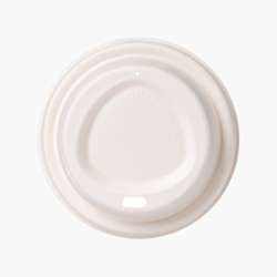 Tampa para copos em bagaço de cana com abertura Ø80 mm – Branco – 1000 uni.