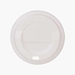 Tampas para copos em plástico biodegradável com abertura Ø80 mm, branco, 1000 uni.