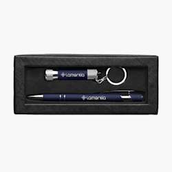 Conjunto de oferta de caneta suave e tinta preta e lanterna
