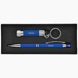 Conjunto de oferta de caneta de alumínio e tinta preta e lanterna