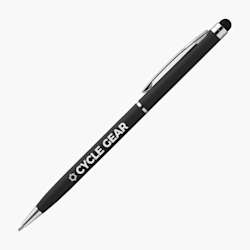 Caneta Minnelli Soft-Touch Stylus com acção rotativa, tinta preta e impressão completa a cores.