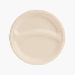 Pratos de fibra de madeira com 2 compartimentos – Redondos 22 cm – Branco – 500 uni.