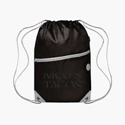 Mochila de cordão com bolso frontal e fecho de correr.