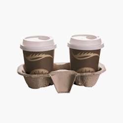 Bandejas para copos de papel reciclado, 2 copos – 360 uni.