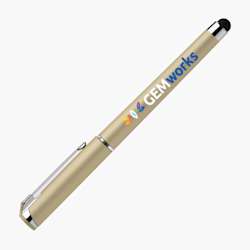 Caneta stylus de gel mineral policromática com tinta azul