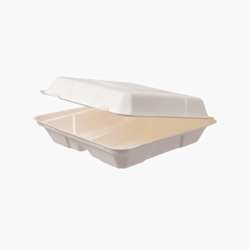 Caixas de refeições em bagaço de cana com 2 compartimentos – 228 x 230 x 80 mm – 200 uni.