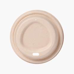 Tampas para copos em bagaço de cana com abertura Ø80 mm – Bege – 1000 uni.