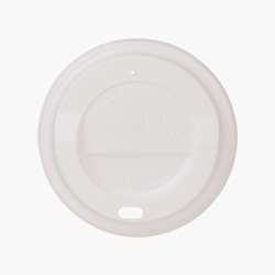 Tampas para copos em plástico biodegradável com abertura Ø90 mm, branco, 1000 uni.