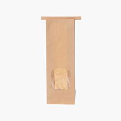 Embalagens de papel para pastelaria com fundo bloco e janela – 88 x 47 x 260 mm – Castanho – 500 uni.