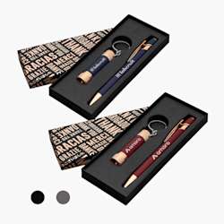 Conjunto de oferta com caneta de tinta preta e caixa de agradecimento
