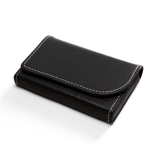 Black Leather Horizontal Business Card Holders