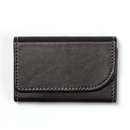 Leder-Visitenkartenetui horizontal - Schwarz