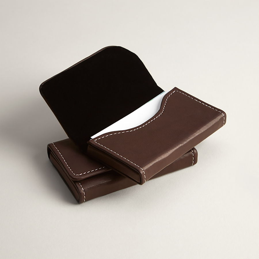 Brown Leather Horizontal Business Card Holder