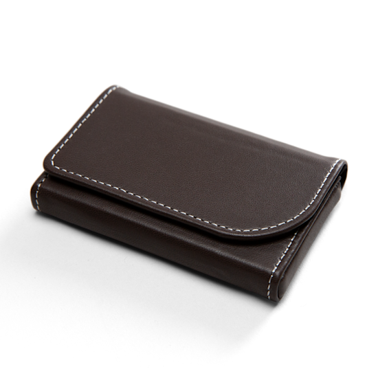 Brown leather business card holder