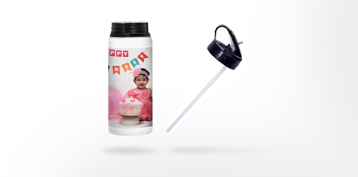 Personalised Aluminium Straw Water Bottle 600ml