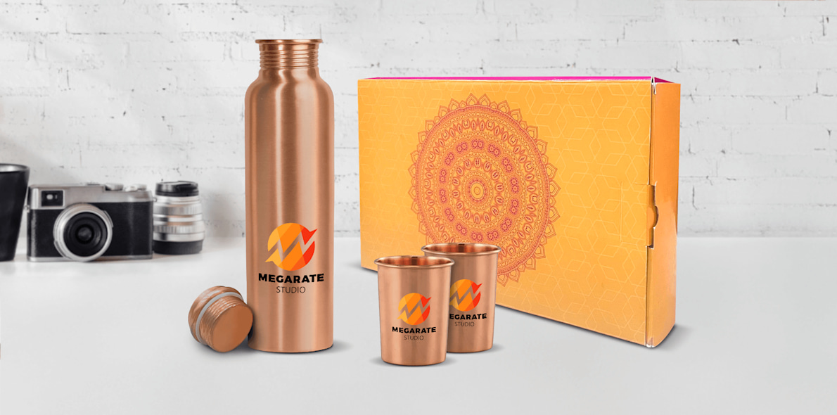 Larger version: Matte Finish Copper Bottle Set > Hero img1