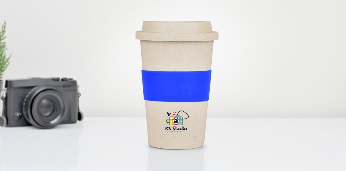 Larger version: Personalised Eco-friendly Bamboo Fibre Travel Coffee Mug - 350ml > Hero img1