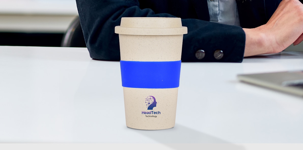 Personalised Eco-friendly Bamboo Fibre Travel Coffee Mug - 350ml > Hero img2