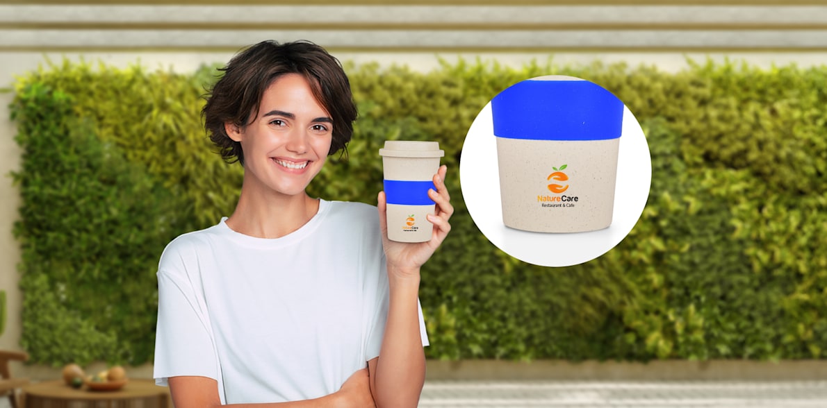 Personalised Eco-friendly Bamboo Fibre Travel Coffee Mug - 350ml > Hero img3