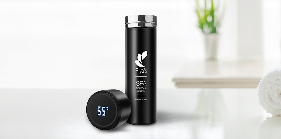 Customized Water Bottle with Temperature Display (500ml, Black