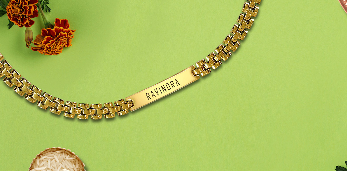 Personalised Rakhi Golden Rolex Chain > Hero img3