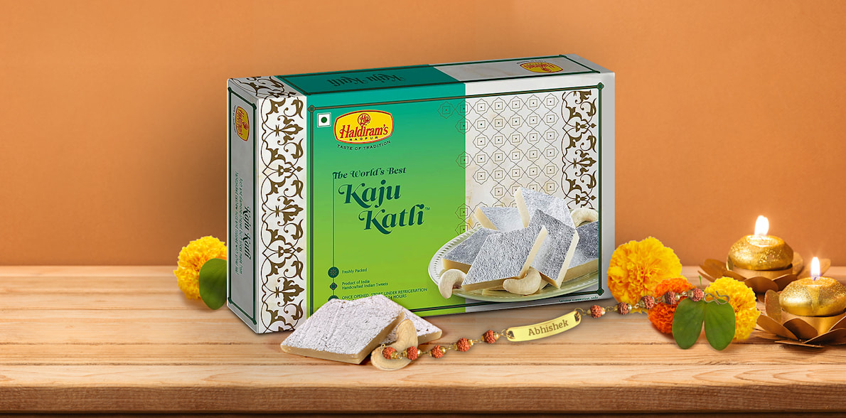 Personalised Rakhi with Kaju Katli > Hero img1