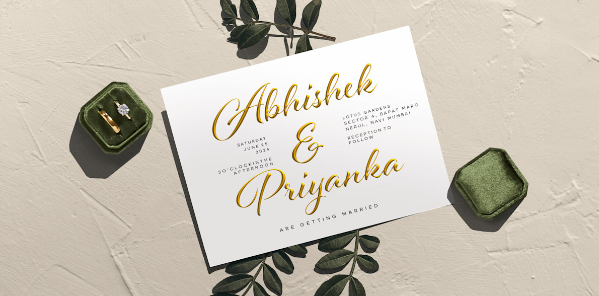 Larger version: Raised Foil Wedding Invitations > Hero img1