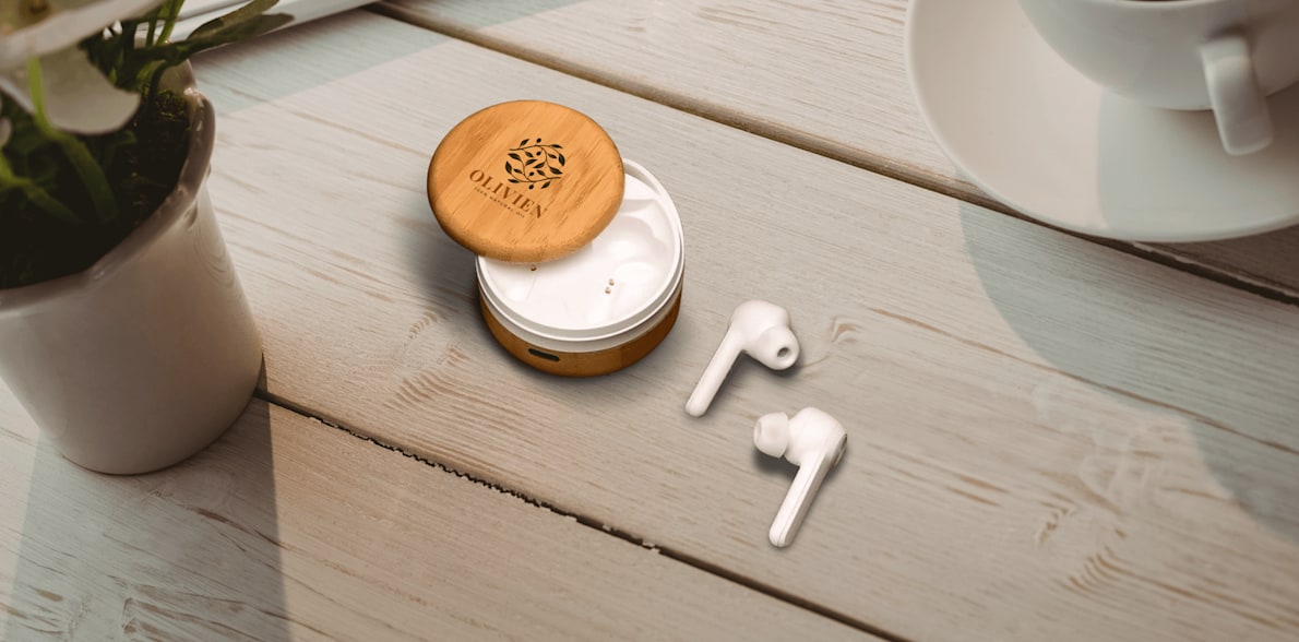Cherry Bamboo Wireless Earbuds > Hero img2