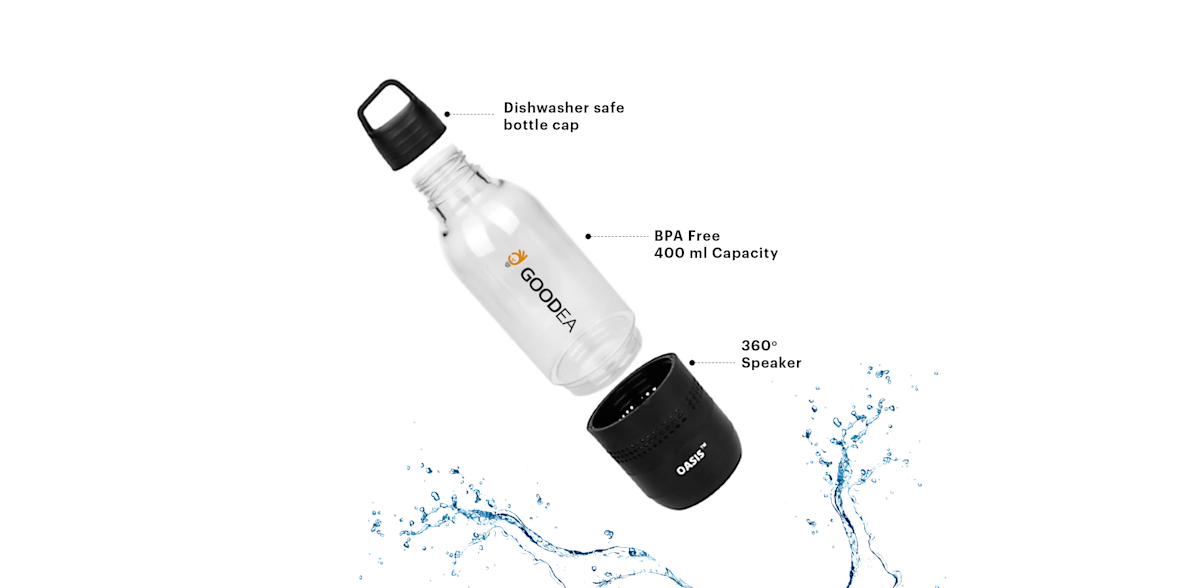 HydroBoom 400ml Water Bottle with Wireless Speaker > Hero img2