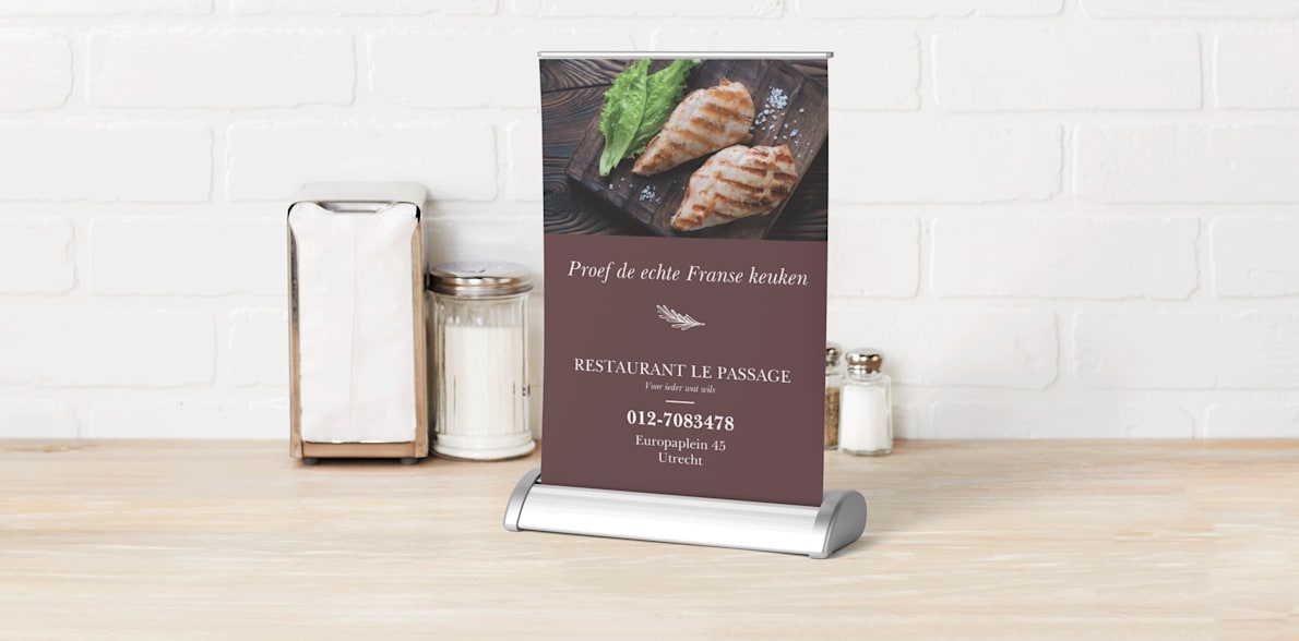 Bedrukte mini rollup banners Vistaprint