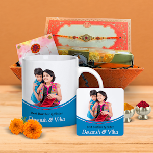 Rakhi with Personalised Mug and Coaster > Overview image